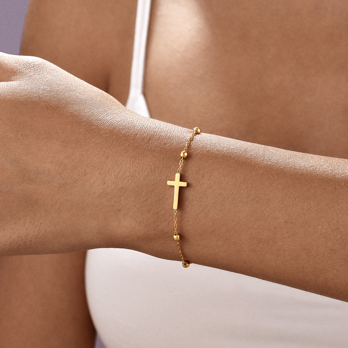 Minimalist Beaded Cross Bracelet