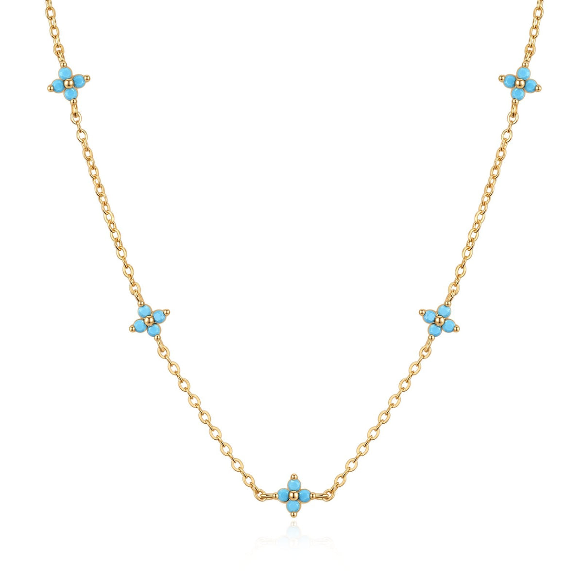 Blue Turquoise Four-leaf Clover Necklace