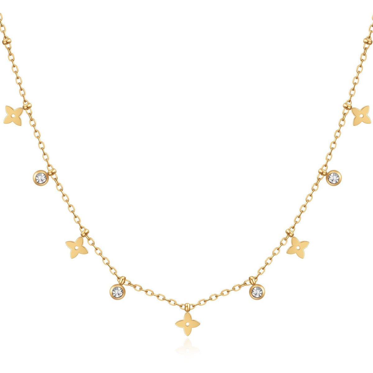Zircon Four-leaf Clover Tassel Necklace