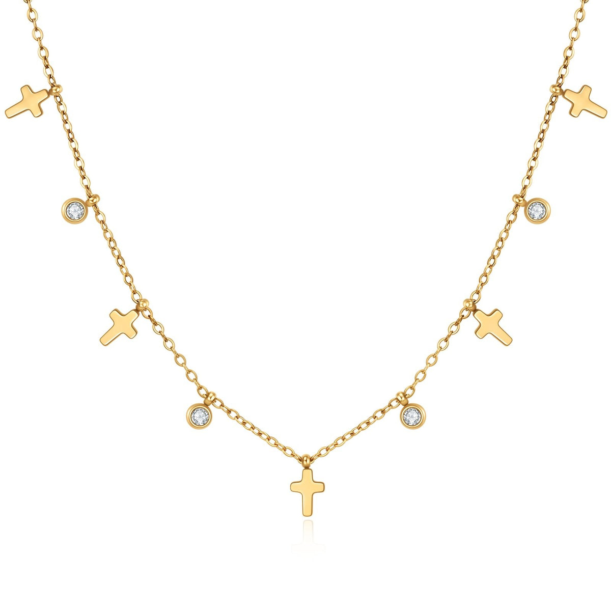 Cross Tassel Zircon Necklace