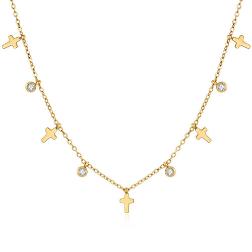 Cross Tassel Zircon Necklace