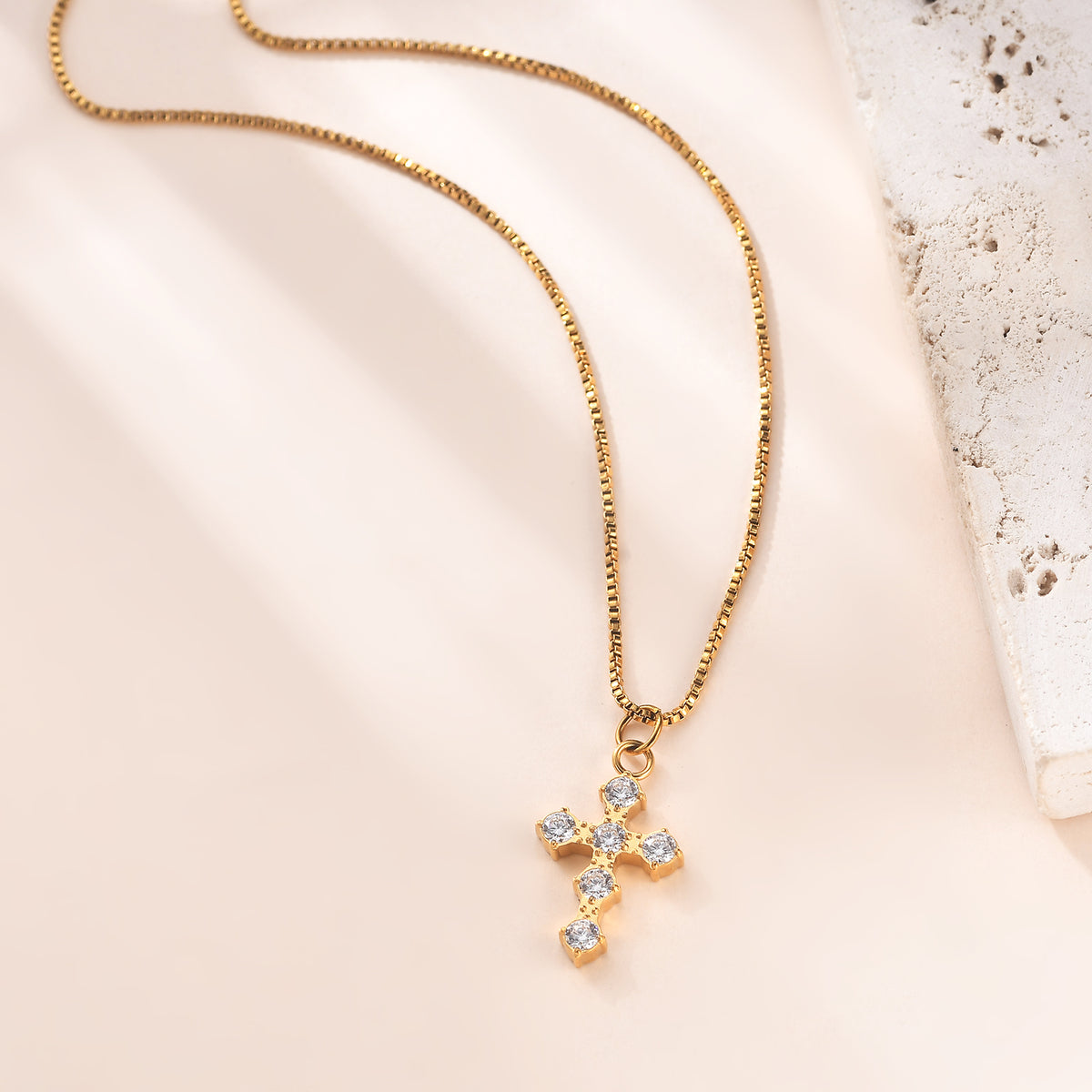 Radiant Zircon Cross Necklace